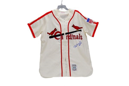 Stan Musial Signed and Inscribed Mitchell & Ness Cardinals Jersey 